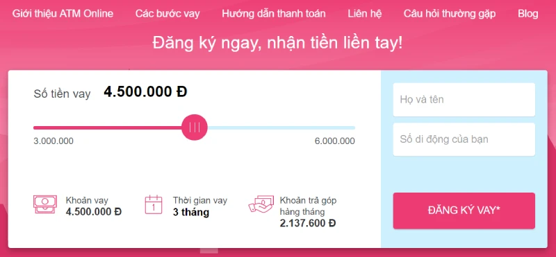 ATM Online – app vay online nhanh không gặp mặt