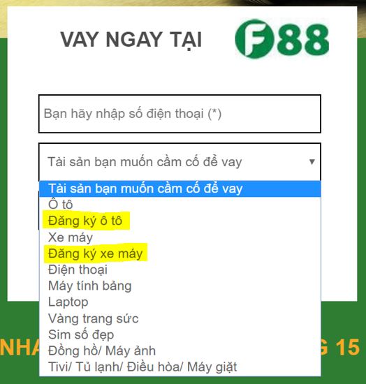 F88 – vay thế chấp online 15′ qua web